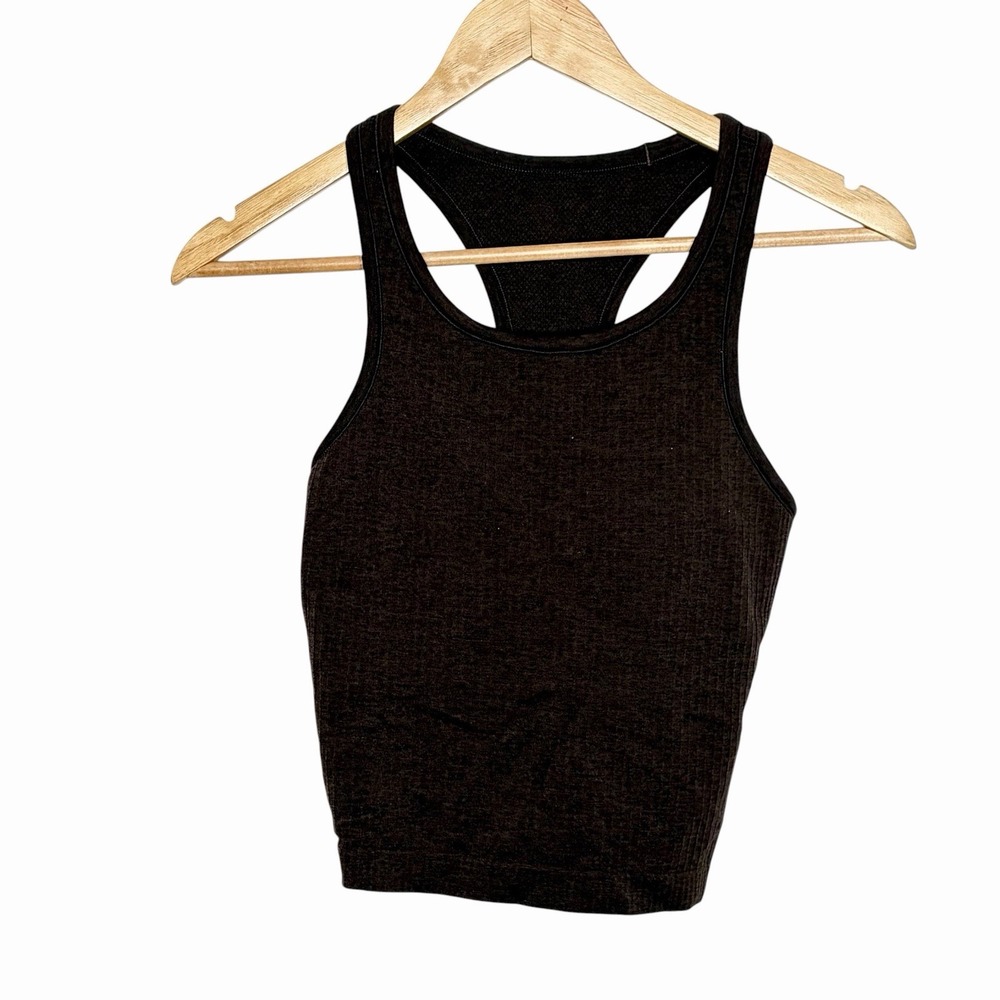 Lululemon Ebb To Street Crop Tank Top Brown Womens 6 Ribbed Racerback Athletic